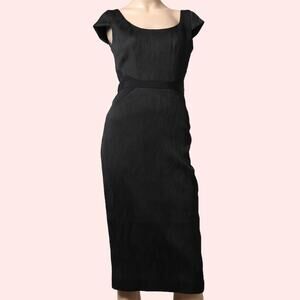 JAY GODFREY Black Scoop Neck Textured Pencil Dress